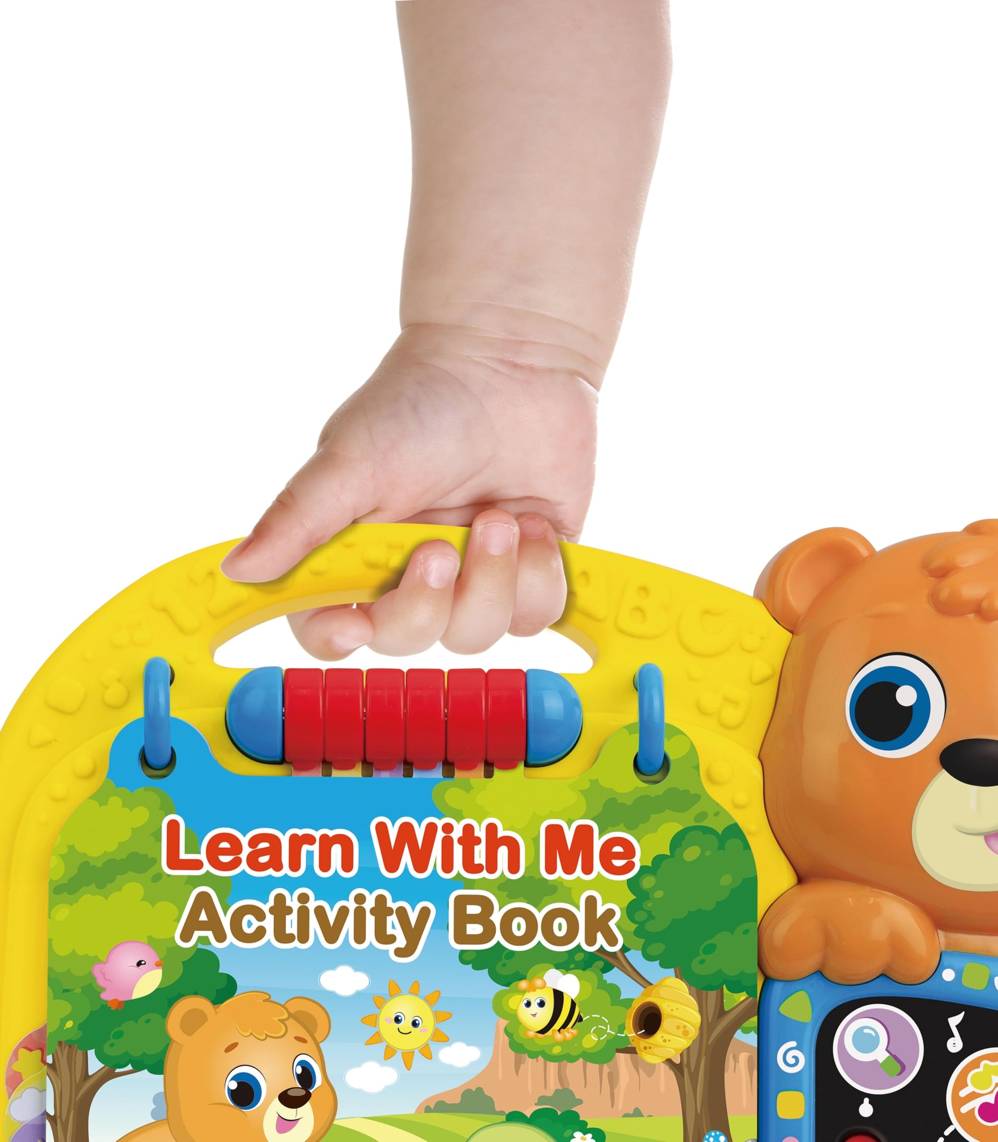 Winfun Learn with Me Activity Book - Interactive Educational Toy with 13 Colorful Pages, Light-Up Animal Buttons, Music & Questions - Early Learning