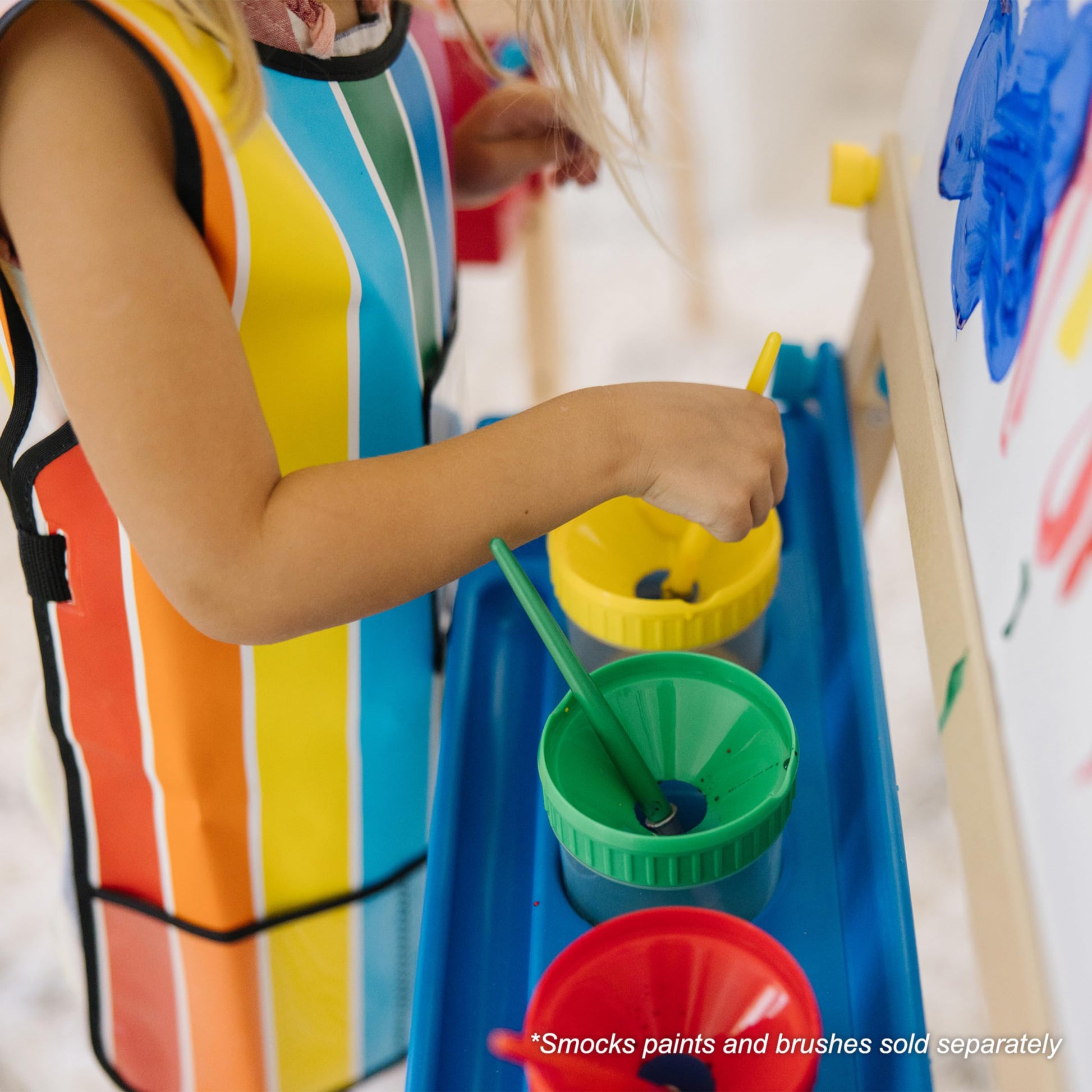 Melissa & Doug Easel Accessory Set - Paint, Cups, Brushes, Chalk, Paper, Dry-Erase Marker - FSC Certified
