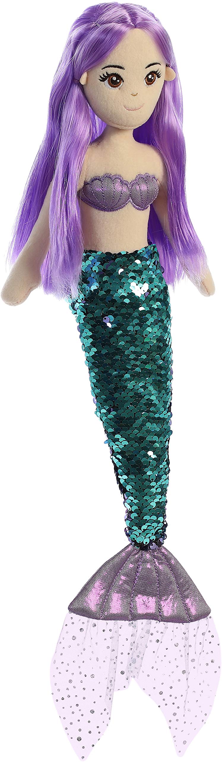 Aurora® Enchanting Sea Sparkles™ Sequin Sparkles™ Jenna Stuffed Doll - Imaginative Play with Magical Companions - Perfect for Kid's Birthdays