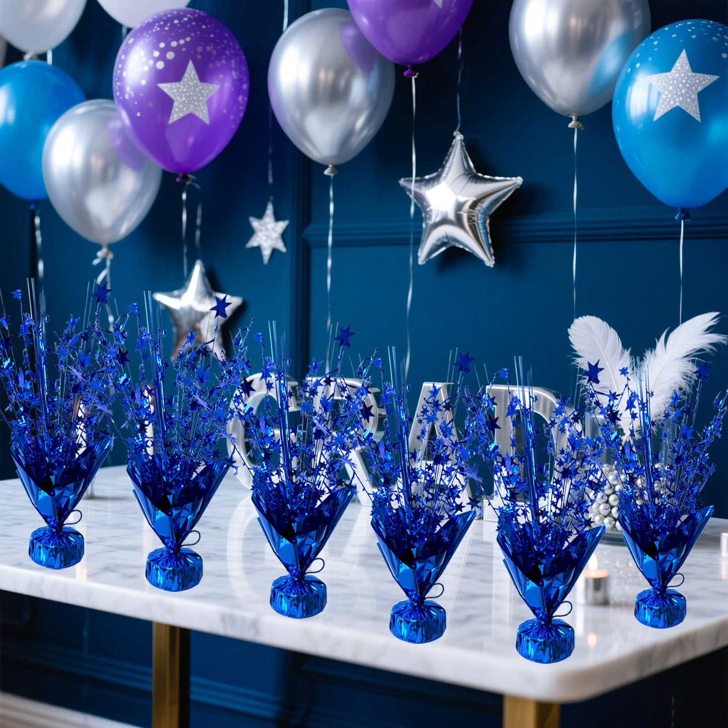 YinNorth 12 Pcs Metallic Foil Spray Centerpiece Party Star Table Decoration Brust Glitter Table Topper Decor for Birthday Graduation Holiday Christmas