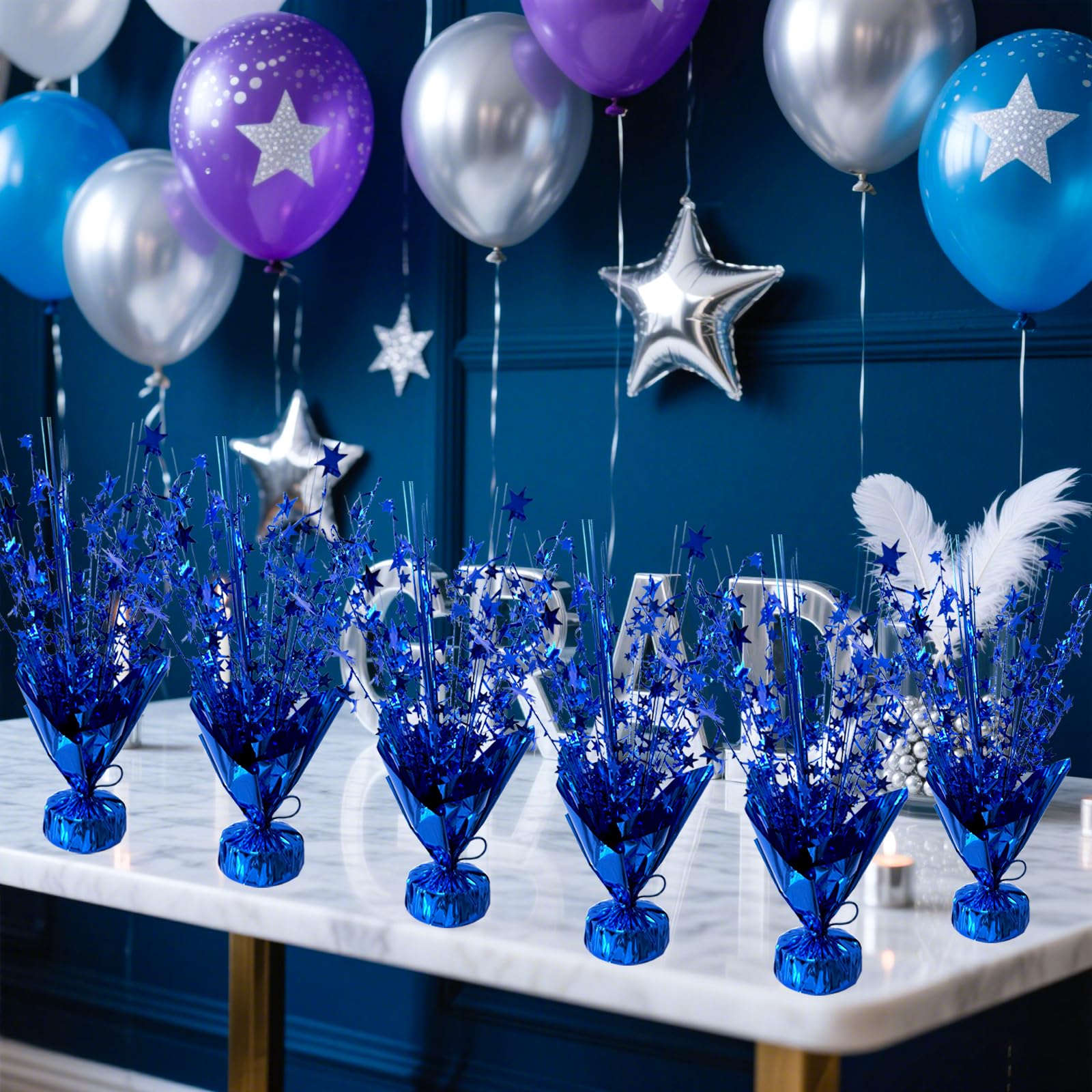 YinNorth 12 Pcs Metallic Foil Spray Centerpiece Party Star Table Decoration Brust Glitter Table Topper Decor for Birthday Graduation Holiday Christmas
