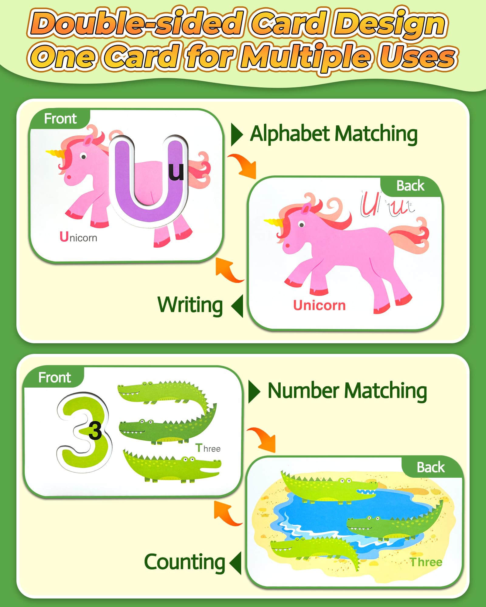 Gojmzo ABC Alphabet Flash Cards, Wooden Letters Number Alphabet Blocks Toys