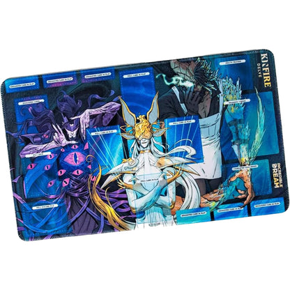 Incredible Dream Kinfire Delve Official Playmat - 12x20’’ Neoprene Game Mat with Stitched Edges - Organize Your Well Deck, Health Tracker,
