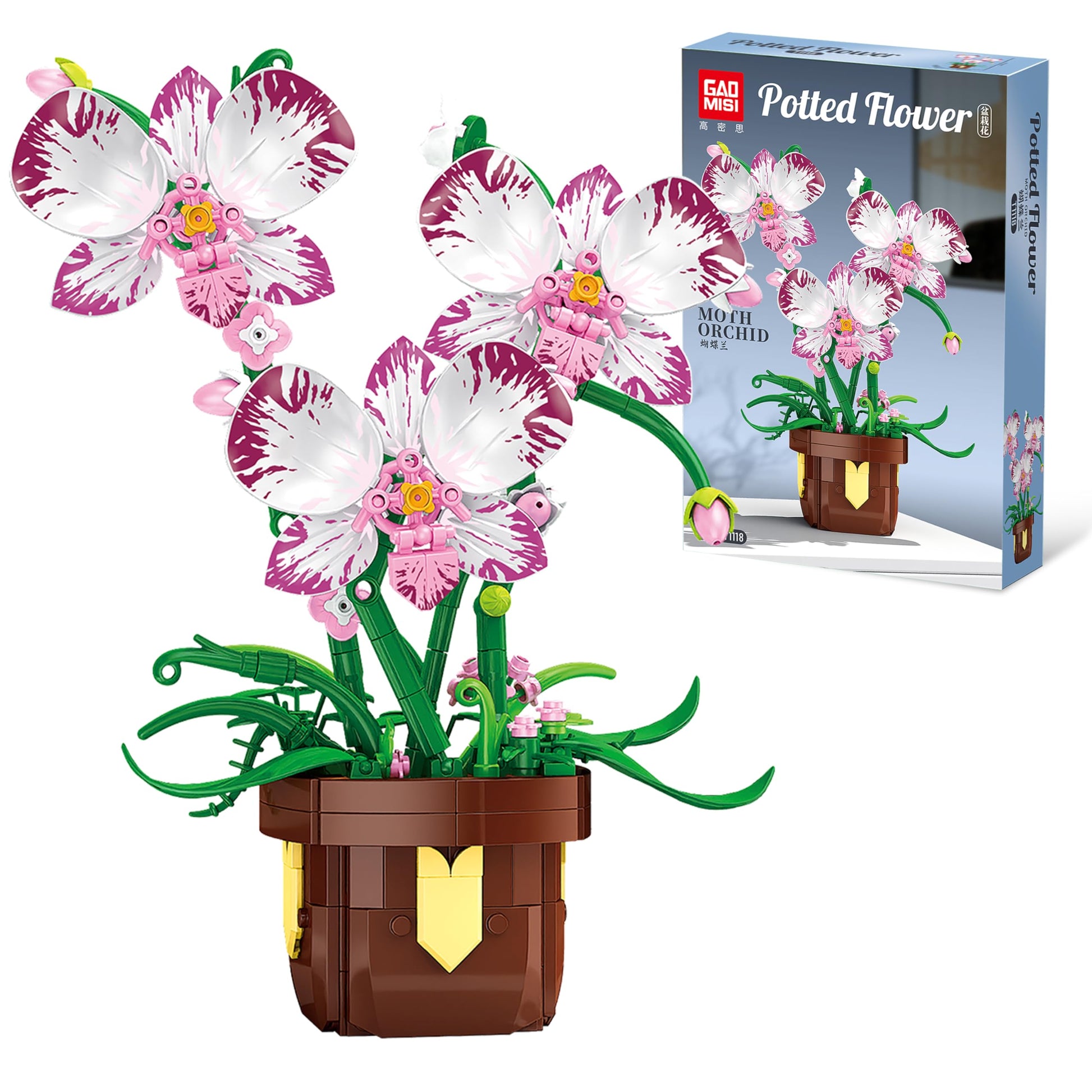 IBLOTIME Orchid Building Blocks, Flower Building Set, Botanical Orchid Plant 355 Pieces, DIY Decorative Desk Decor, Birthday Christmas for Teens