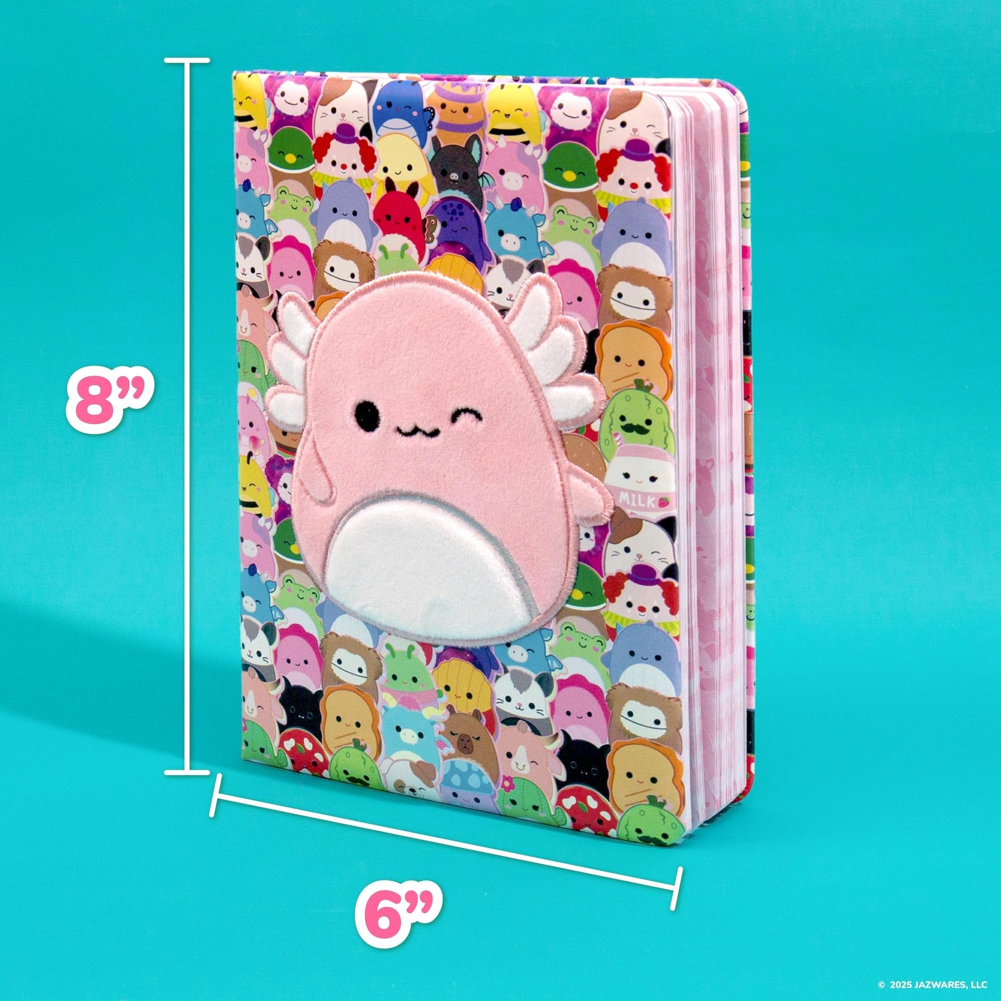 Squishmallows Original Archie the Axolotl Squishy Journal, 80 Lined Pages, Cute Diary, Kids Journal, Birthday Gift, Girls Journal, Cute Stationery