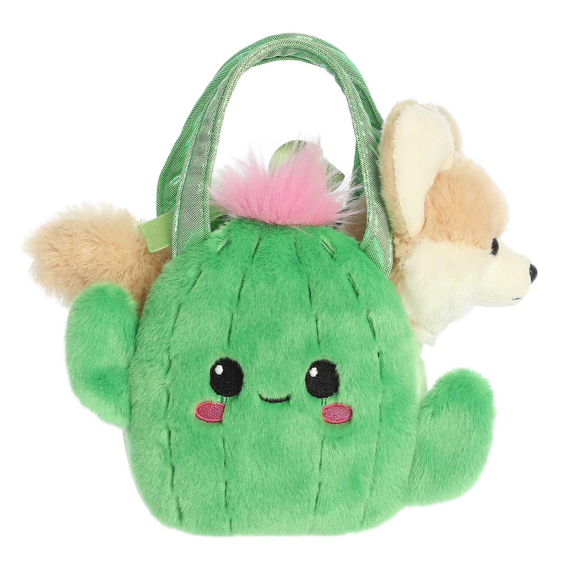 Aurora® Fashionable Fancy Pals™ Smiling Cactus™ Fox Stuffed Animal - On-The-go Companions - Stylish Accessories - Brown 7 Inches