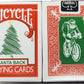 Lot 2 Bicycle Playing Cards Santa Back Decks Red and Green