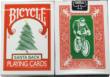 Lot 2 Bicycle Playing Cards Santa Back Decks Red and Green