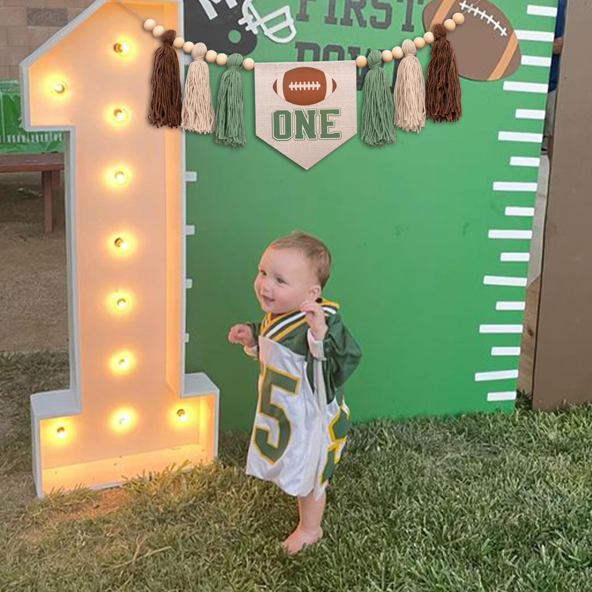 ZAIBIANHAO Football First Birthday High Chair Banner