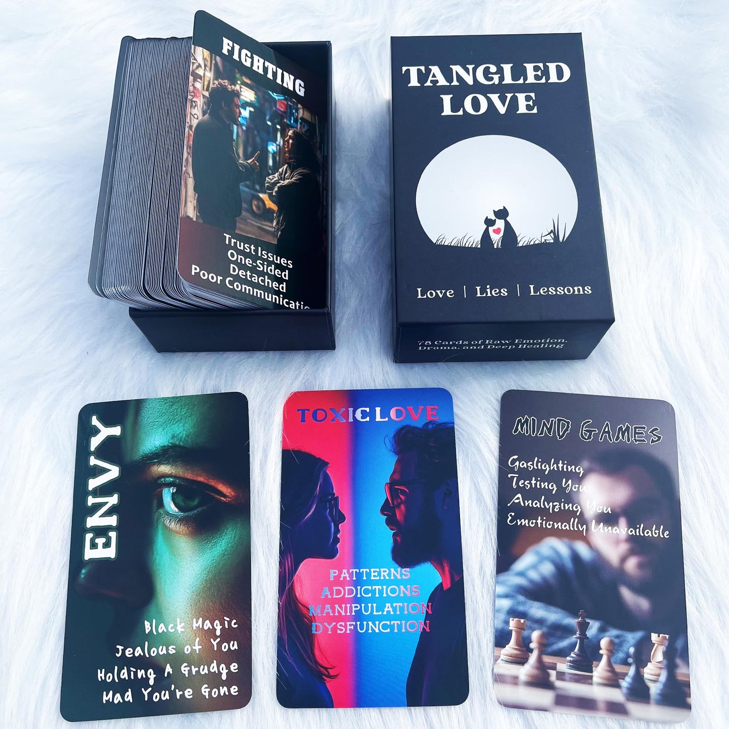 GZXINKE Toxic Love Oracle Cards for Beginners, 78 Drama and Healing Oracle Deck for Relationships, Breakups, Twin Flames, and Shadow Work, Emotional