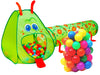 Kiddey Caterpillar Kids Play Tunnel and Tent with 50 Balls 2 Pc. Crawl Through Baby Ball Pit Pop up for Toddler and Babies, Indoor & Outdoor Jungle