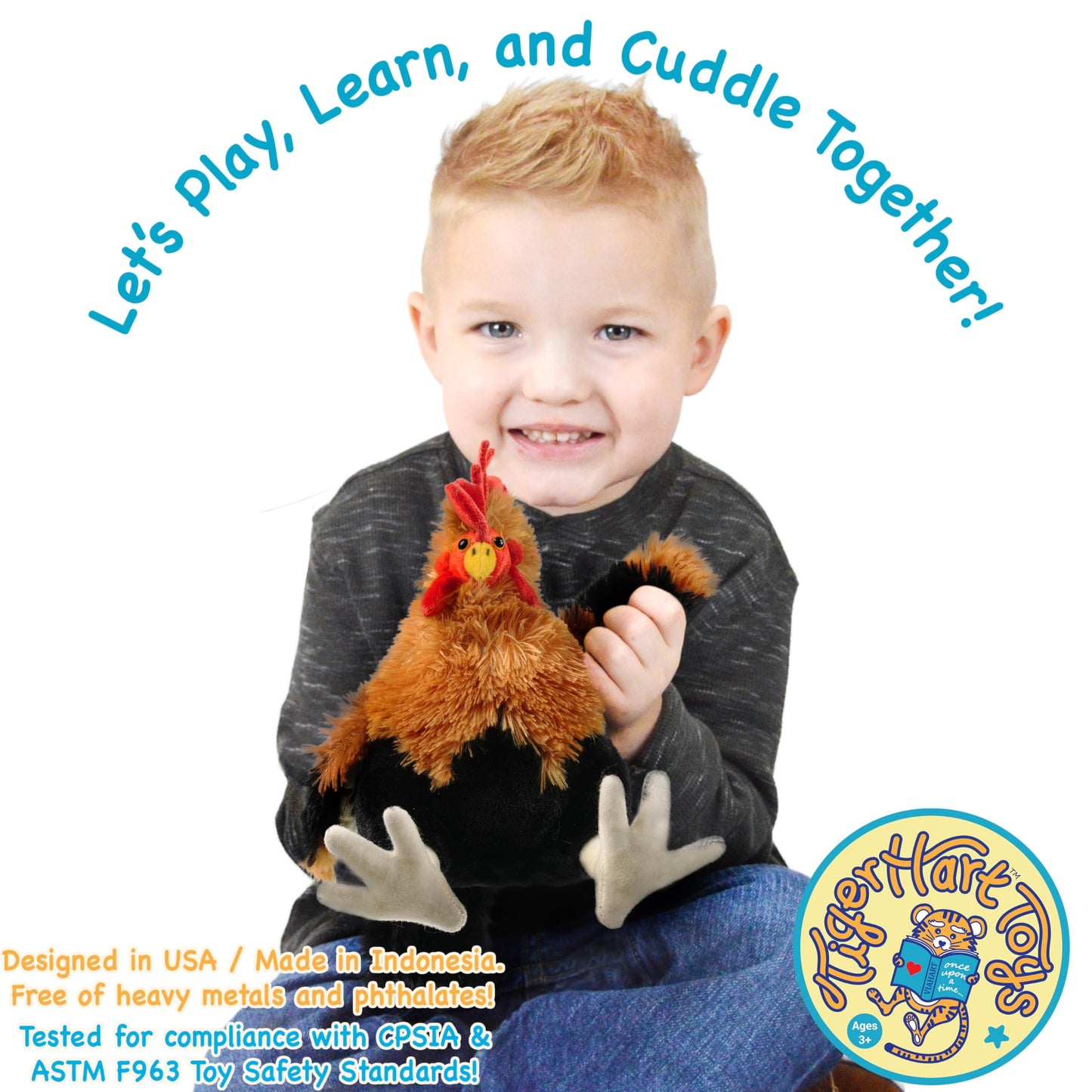 TigerHart Riley The Rooster - 8 Inch Chicken Stuffed Animal Plush