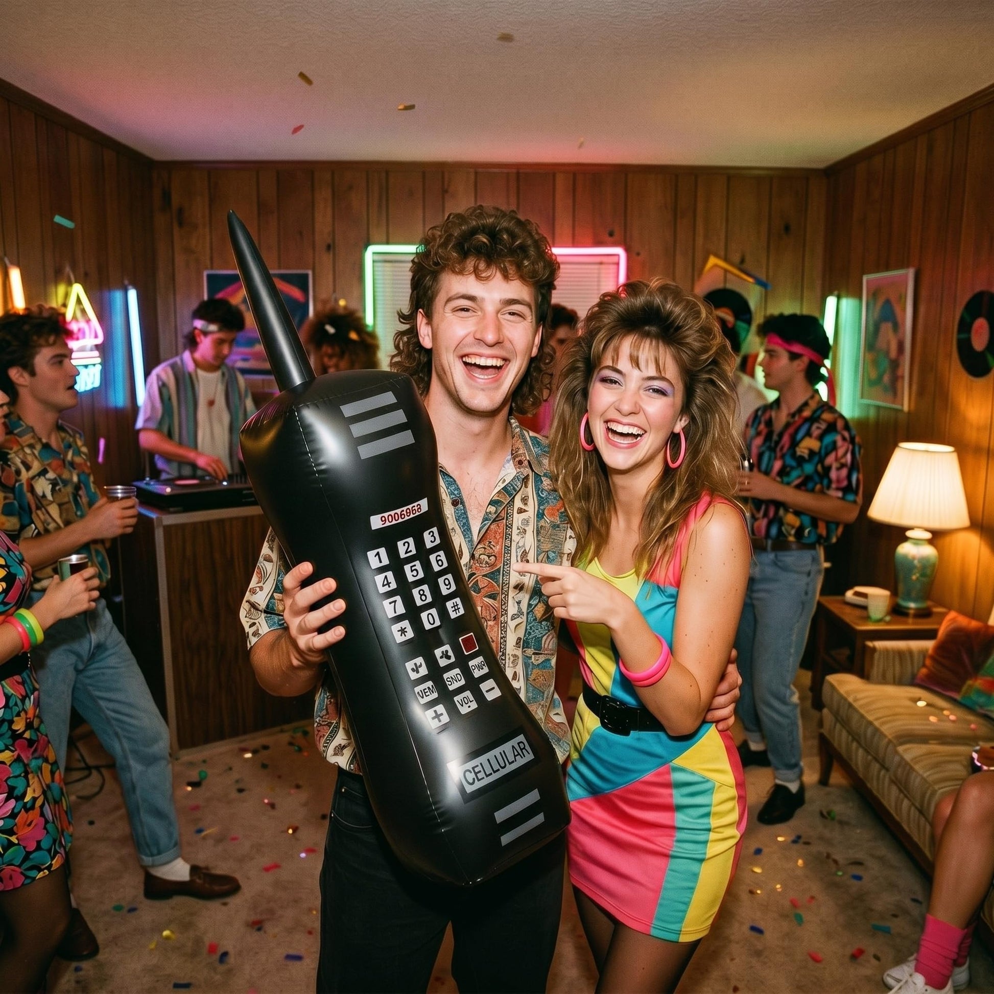 Gejoy 2 Packs Inflatable Mobile Phone Inflatable Retro Mobile Phone 80's 90's Party Decoration Hip Hop Costume Birthday Theme Props Fancy Dress