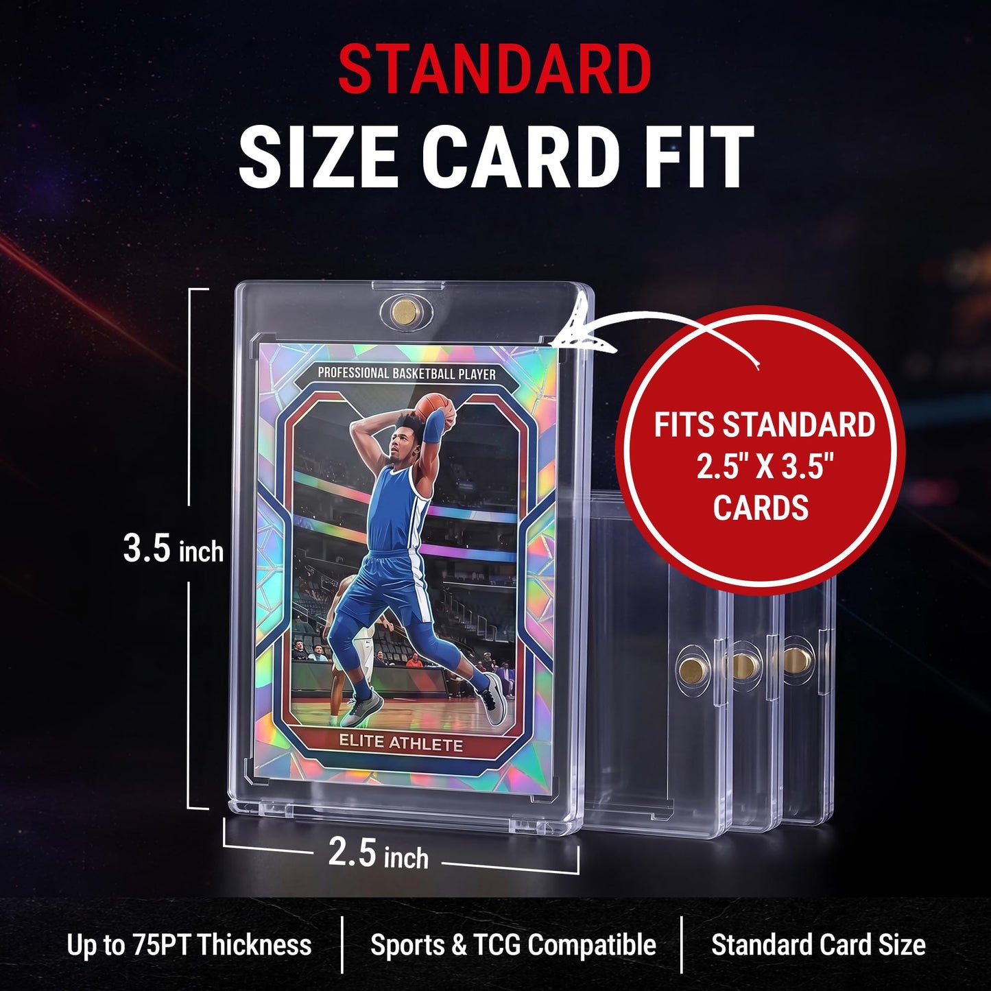Ultra Pro ONE-TOUCH 75PT Magnetic Card Holder - Hard Plastic Trading Card Holder with UV Blocking - Clear Display for Standard Size 2.5" x 3.5"