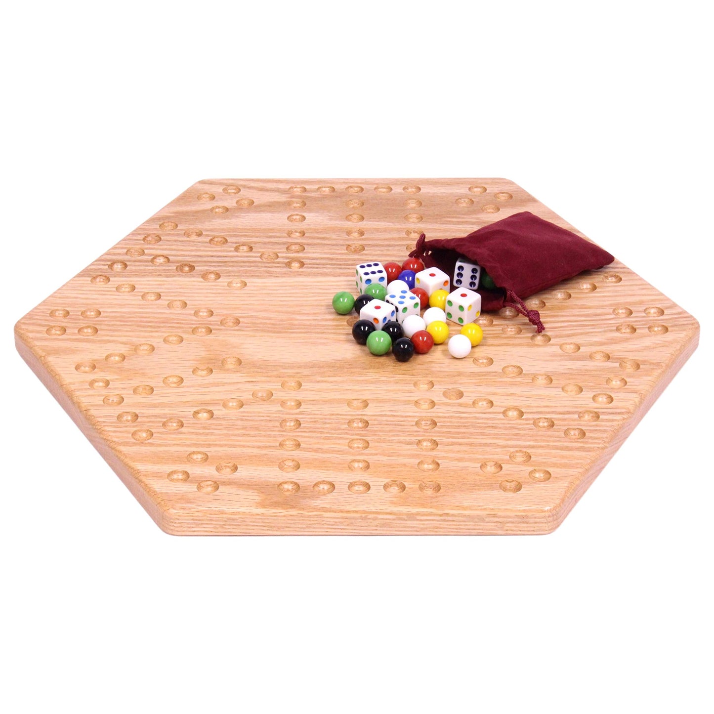 AmishToyBox.com Wooden Wahoo Marbles Game Board Set, Unpainted Holes, 16" Wide