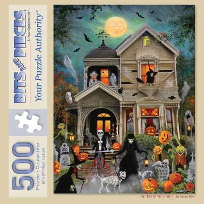 Bits and Pieces an Eerie Welcome Jigsaw Puzzles for Adults - Haunted House Halloween, No 2 Pieces Alike (500 Piece Puzzle)