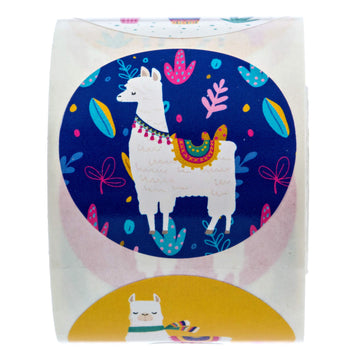 Llama Party Stickers / 250 Festive Desert Event Decals / 1.5" Vibrant Animal Round Envelope Seals / 6 Colorful Alpaca Designs/Made in The USA