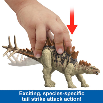 Mattel Jurassic World Strike Attack Dinosaur Toy with Single-Strike Action & Movable Joints, Tuojiangosaurus Action Figure Includes Digital Play