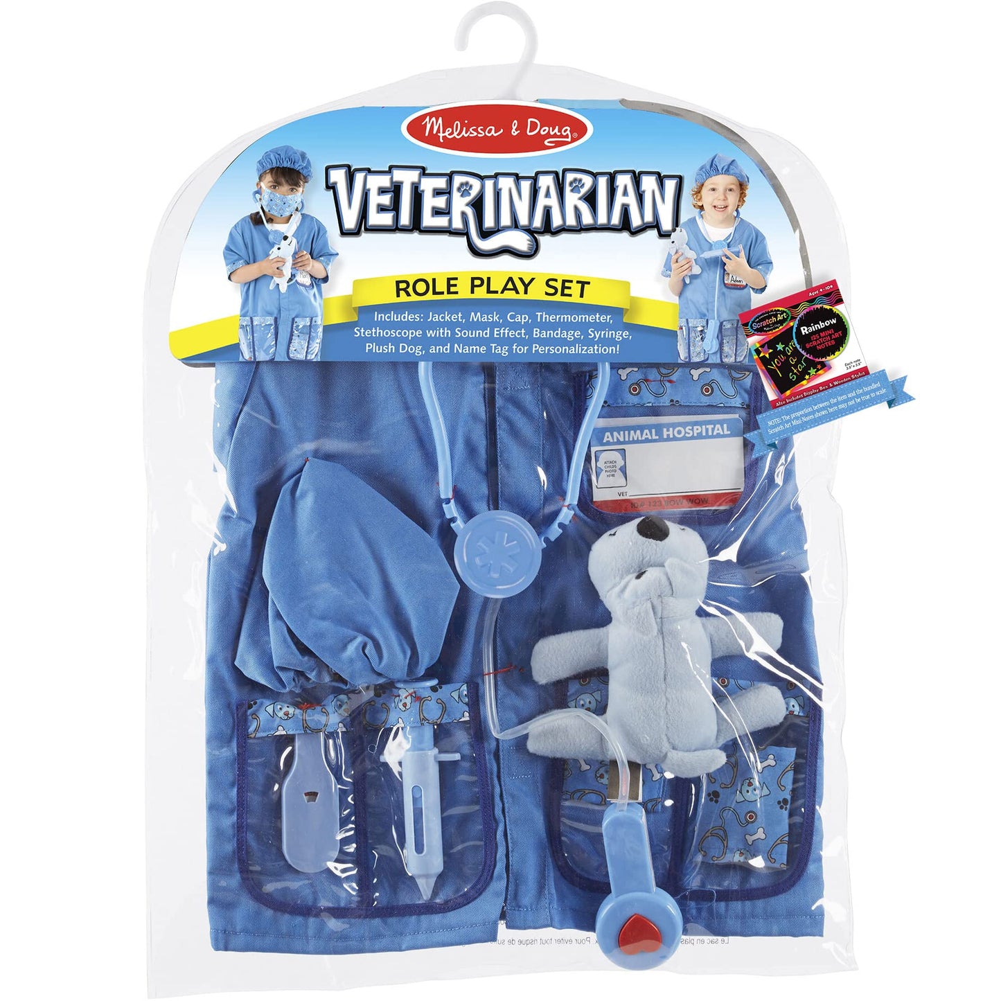 Melissa & Doug V e t e r i n a r i a n : Role Play Set Bundle with 1 Theme Compatible M&D Scratch Fun Mini-Pad (04850), Multicolored