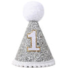 TERJIO Baby's Cone Silvery 1st birthday Crown - Natural Boho 1st/First Birthday Decorations,1st Birthday Hat, Cake Smash Photo Prop. (Silver Boho