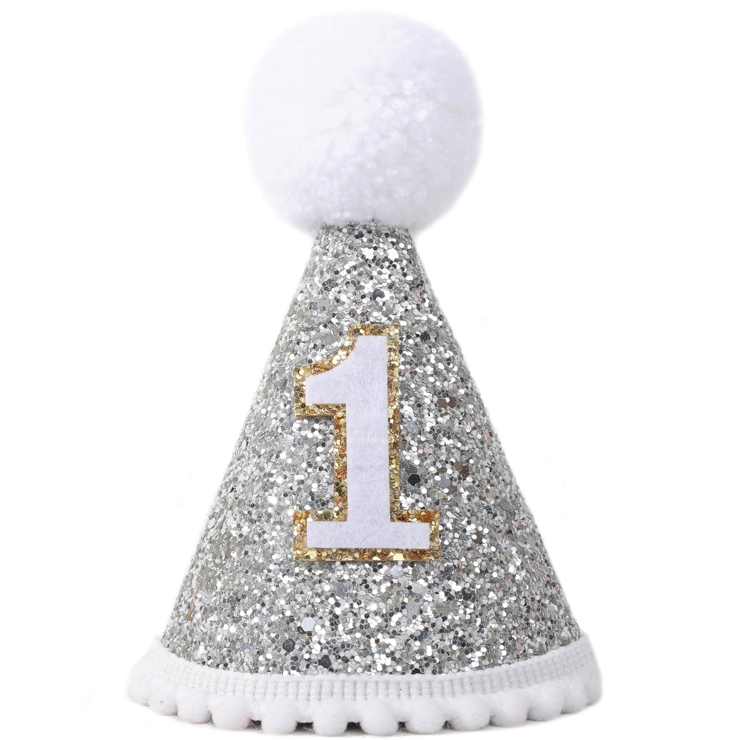 TERJIO Baby's Cone Silvery 1st birthday Crown - Natural Boho 1st/First Birthday Decorations,1st Birthday Hat, Cake Smash Photo Prop. (Silver Boho
