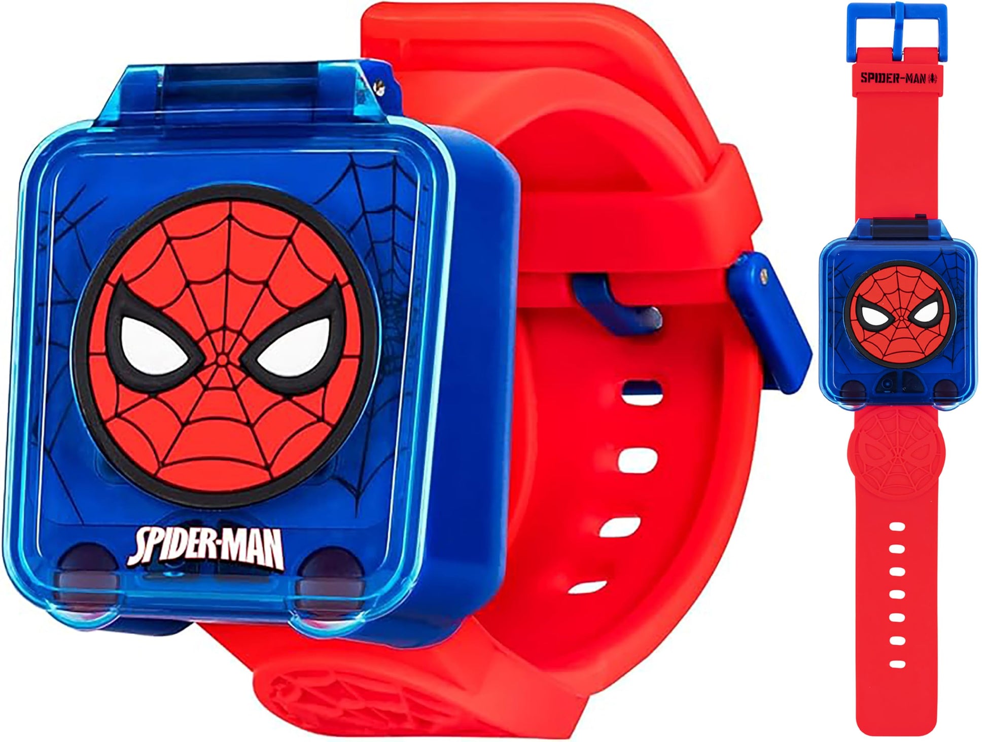 Marvel Spider-Man Educational Learning Digital Blue Watch for Boys by Accutime, Toddlers, Kids with Red Strap - Includes Timer, Stopwatch, Alarm