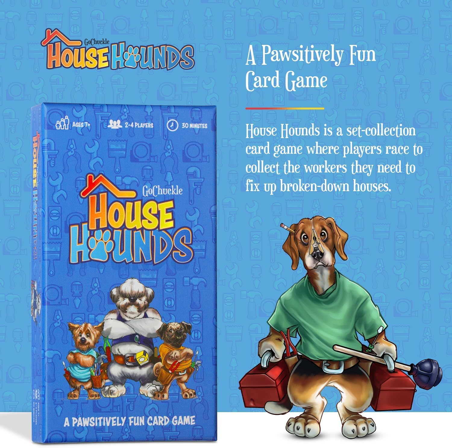 GoChuckle House Hounds Set Collection Card Game - A Race to Collect Workers Needed to Fix up Broken Down Houses, Strategy Game for Families, Adults