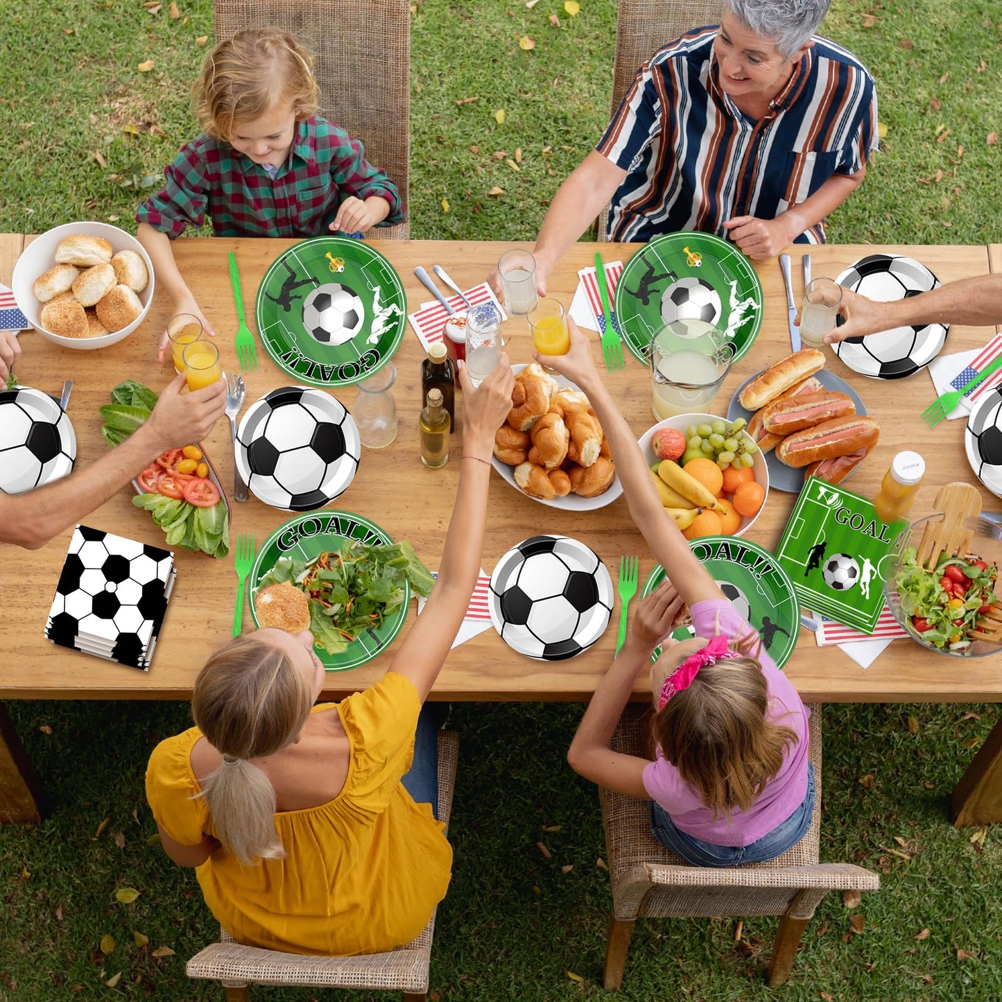 96 Pcs Soccer Plates and Napkins Set Birthday Party Decorations Tableware for Soccer Theme Birthday Party Decorations, Serve 24