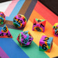 FanRoll 16mm Pride Sharp Edge Silicone Rubber Poly Dice Set: Rainbow Flag