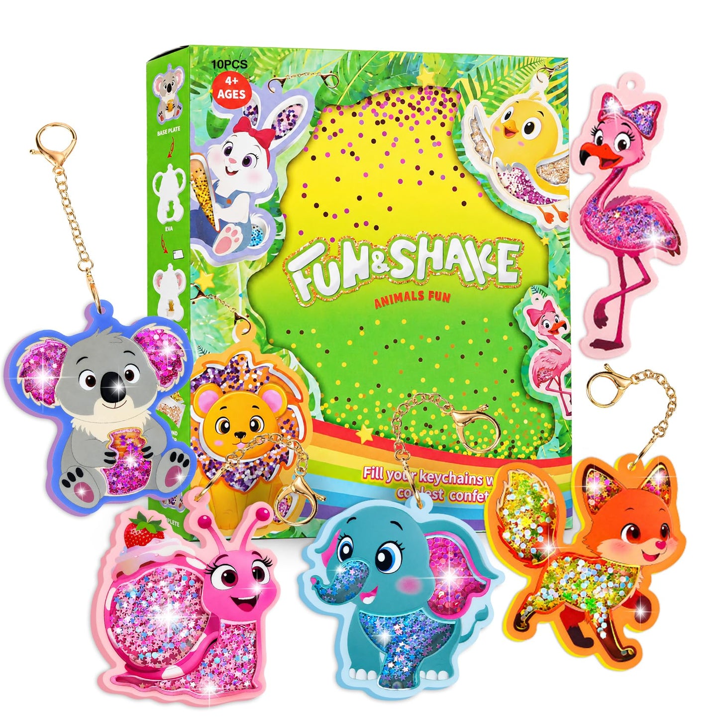 ROOCHKD Fun Shake Glitter Crafts Kit for Kids, DIY Arts and Crafts Art Supplies Class Mess-Free Activity Creative Crafting Travel Toy, Birthday Gifts