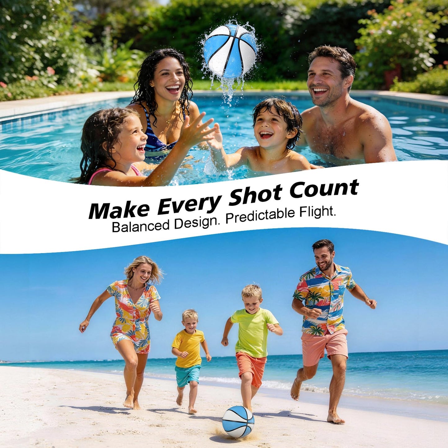 Uladis Size 6 Pool Basketball (2 Pack) - Lightweight Floating Basketball for Pool Games, Durable Anti-Slip Design, Perfect for Kids & Beginner