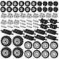 BroTex Wheels and Axles Building Blocks Set, Vehicle Truck Tires Compatible with Classic Bricks Car Parts