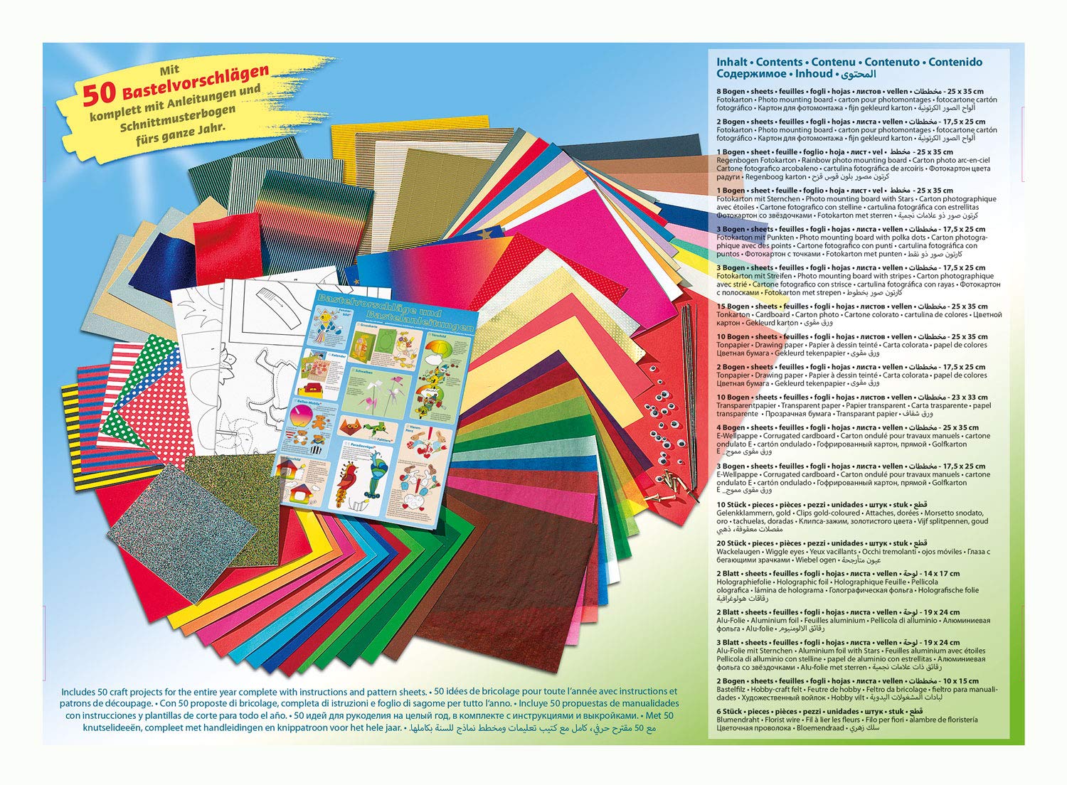 Folia 50915/1 Jumbo Craft Case with 107 Pieces, Huge Selection of Craft Materials for Children and Adults