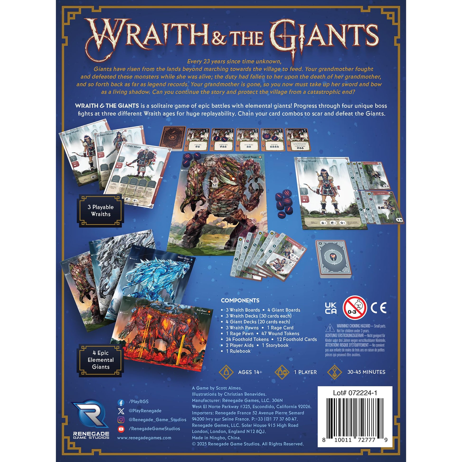 Renegade Game Studios Solo Board Game: Wraith & The Giants Strategy Card Game for Adults, 1 Player, Ages 14+