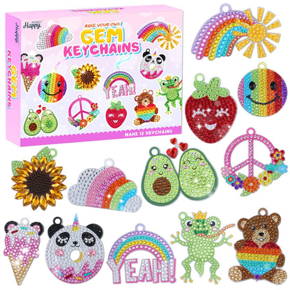 Happy makers Big Gem Diamond Art Painting Arts Crafts Keychains Suncatchers Kits for Gifts, Mosaic Painting Kit by Numbers for Teens Toddler DIY