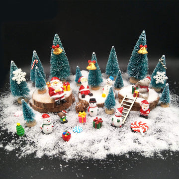EMiEN 45 PCS Miniature Christmas Ornament,Kits for DIY Fairy Garden,Mini Snowman, for Christmas Party Decoration,Micro Landscape Accessories