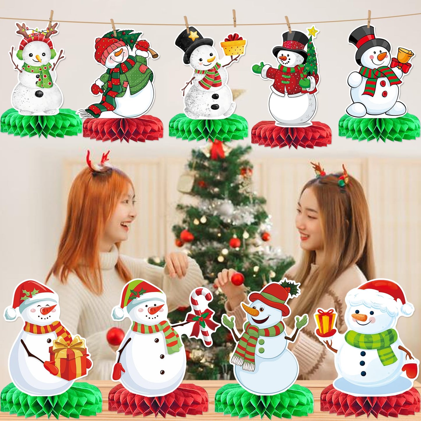 Snowman Christmas Decorations Snowman Decorations for Christmas Party Decorations Christmas Honeycomb Centerpieces for Christmas Party Table