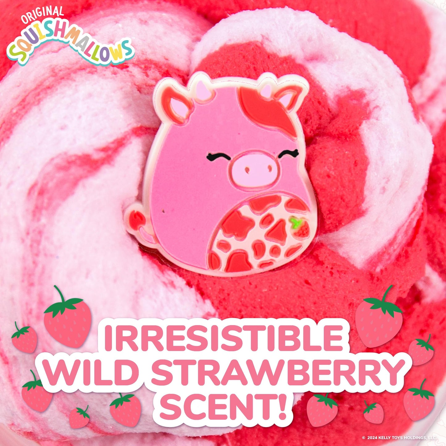 Original Squishmallows Scented Slime Jar, Strawberry, Calynda the Cow