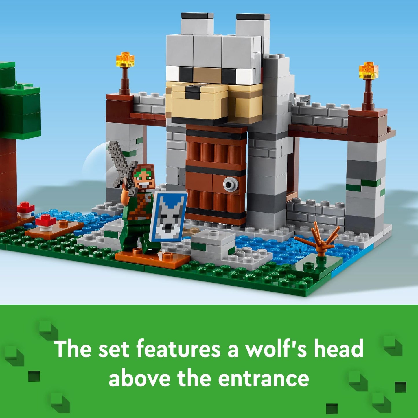 LEGO Minecraft The Wolf Stronghold Fortress Playset, Video Game Toy for Boys and Girls, Action Packed Castle Building Set with Minifigures, Minecraft