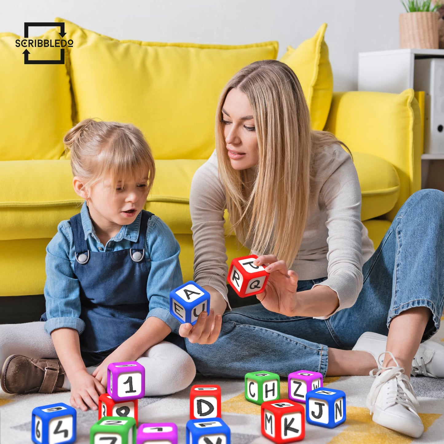 Set of 8 Dry Erase Dice 2x2 inches Multipurpose Colorful Write On Wipe Off Dry Erase Blocks Blank Dice to Draw Letters Numbers and Much More