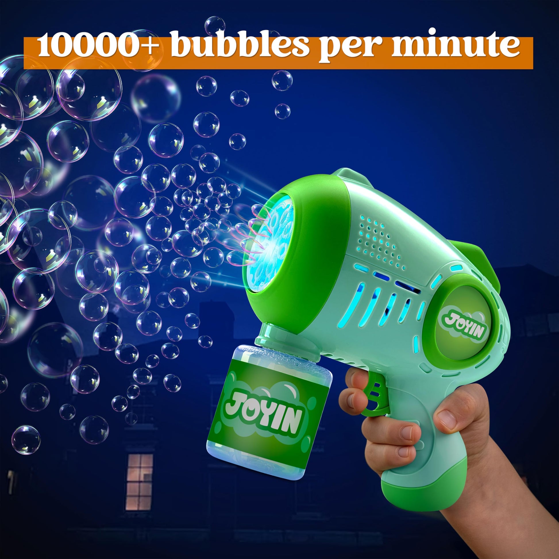 JOYIN 2 Kids Bubble Guns with 4 Bottles Solution, Automatic Bubble Machine Gun with 8 Holes for Kids, Adults, Summer Toys, Easter Basket Stuffers