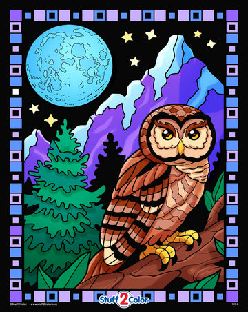 Stuff2Color Midnight Owl Velvet Coloring Poster - All Ages Coloring for Kids, Toddlers, Teens, and Adults (Great for Arts and Crafts Coloring Time