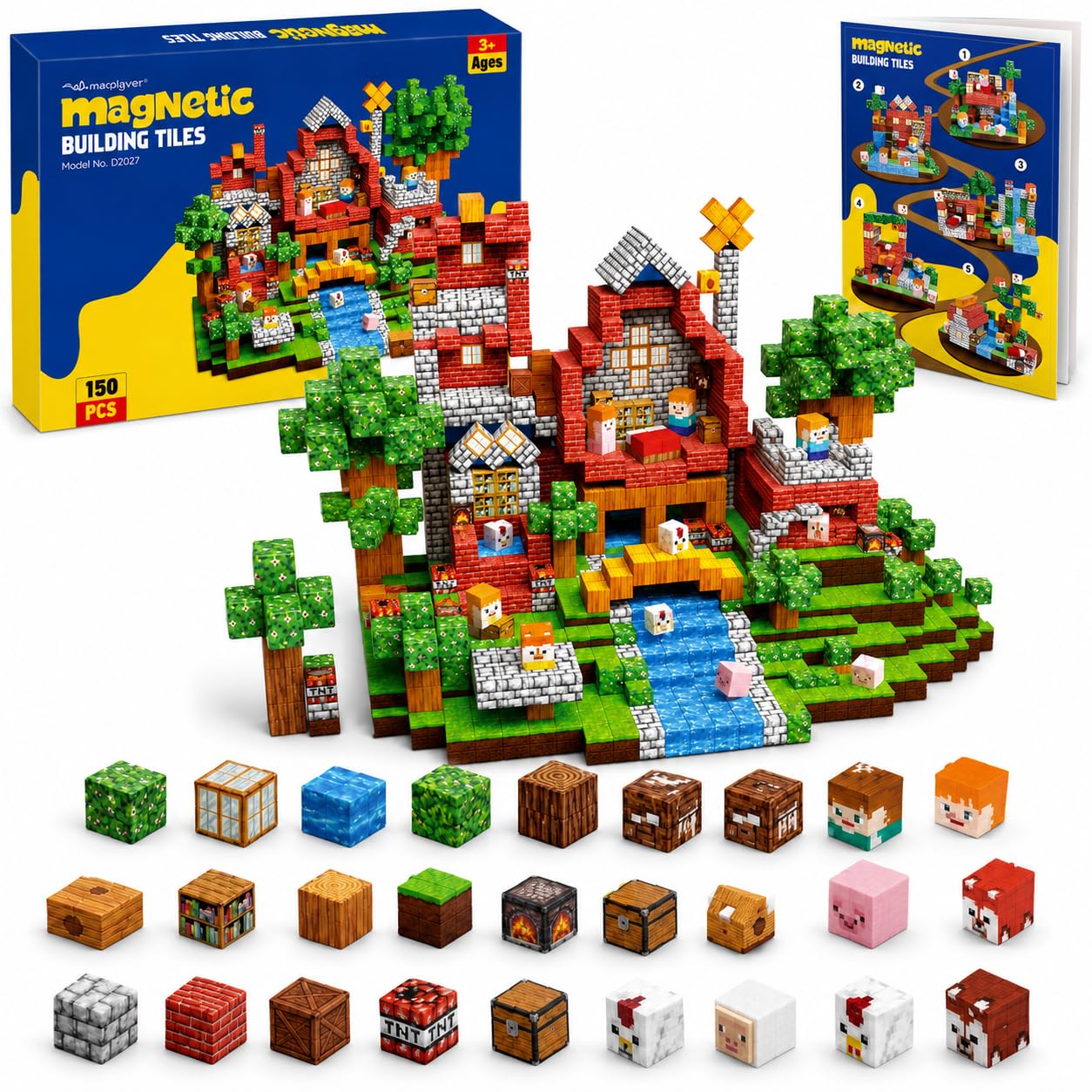 AuroraSynth 150PCS Magnetic Blocks - 0.8in Magnetic Building Blocks Cubes, Magnet Toys for Kids, Stacking Construction Magnets, School STEM Toys