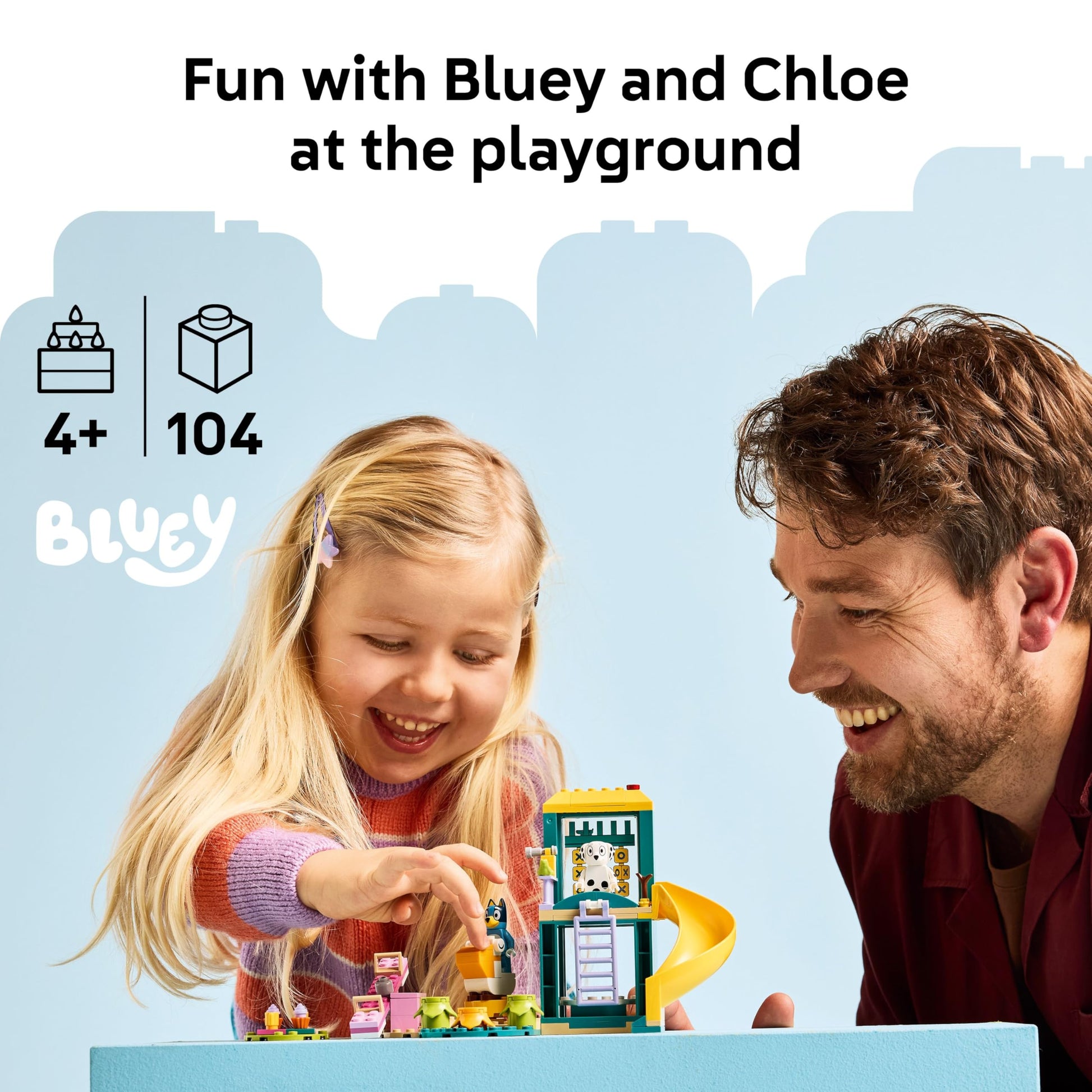 LEGO Bluey Playground Fun with Bluey and Chloe Sensory Building Blocks - Preschool Pretend Play & Learning Toys for Kids - 4 Year Old Girl & Boy