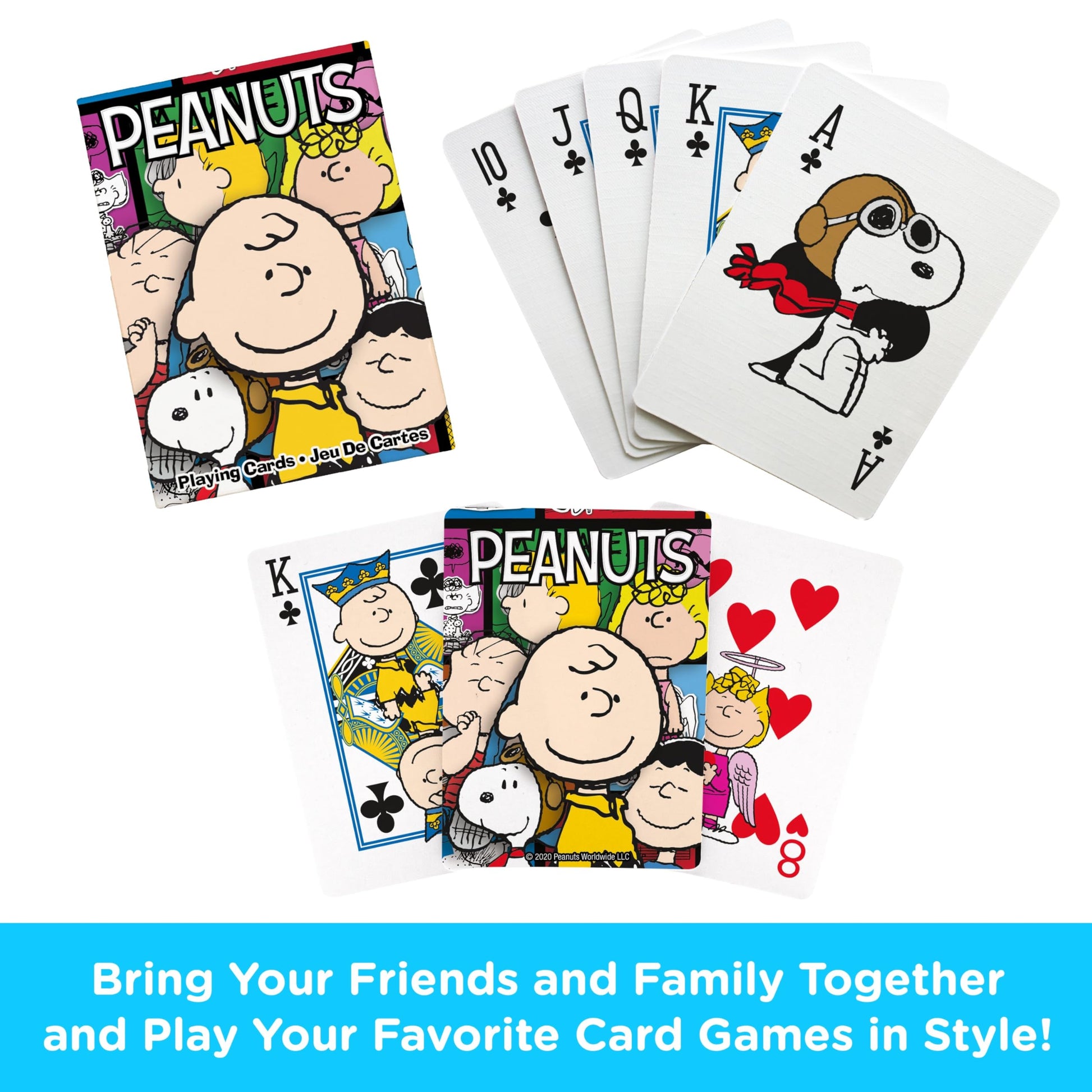 AQUARIUS Peanuts Cast Playing Cards Standard Size - Themed Novelty Deck with 52 Unique Comic Strip Designs - Collectible Merchandise Gift for Teens
