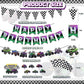 20 Pcs Monster Truck Birthday Decorations, Monster Truck Party Banner Set, Cars Truck Garland Black and White Checkered Flags Pennants Cake Topper