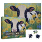 Larkipuzz Sunflower Cow Painting Jigsaw Puzzle 1000 Piece for Adult, Animal Flower Plant Nature Jigsaw Puzzles, Funny Art Beautiful Landscape Puzzle