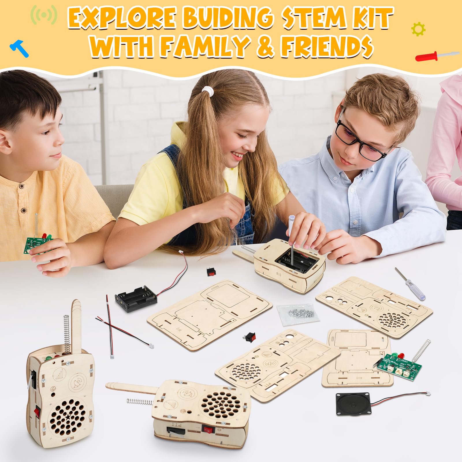 Stem Projects Walkie Talkies Toys for Boys Age 8-12 12-14 Science Kit Building Own DIY Electronics Kit for Kids Science Experiments Kid 9-12 Boy Toys