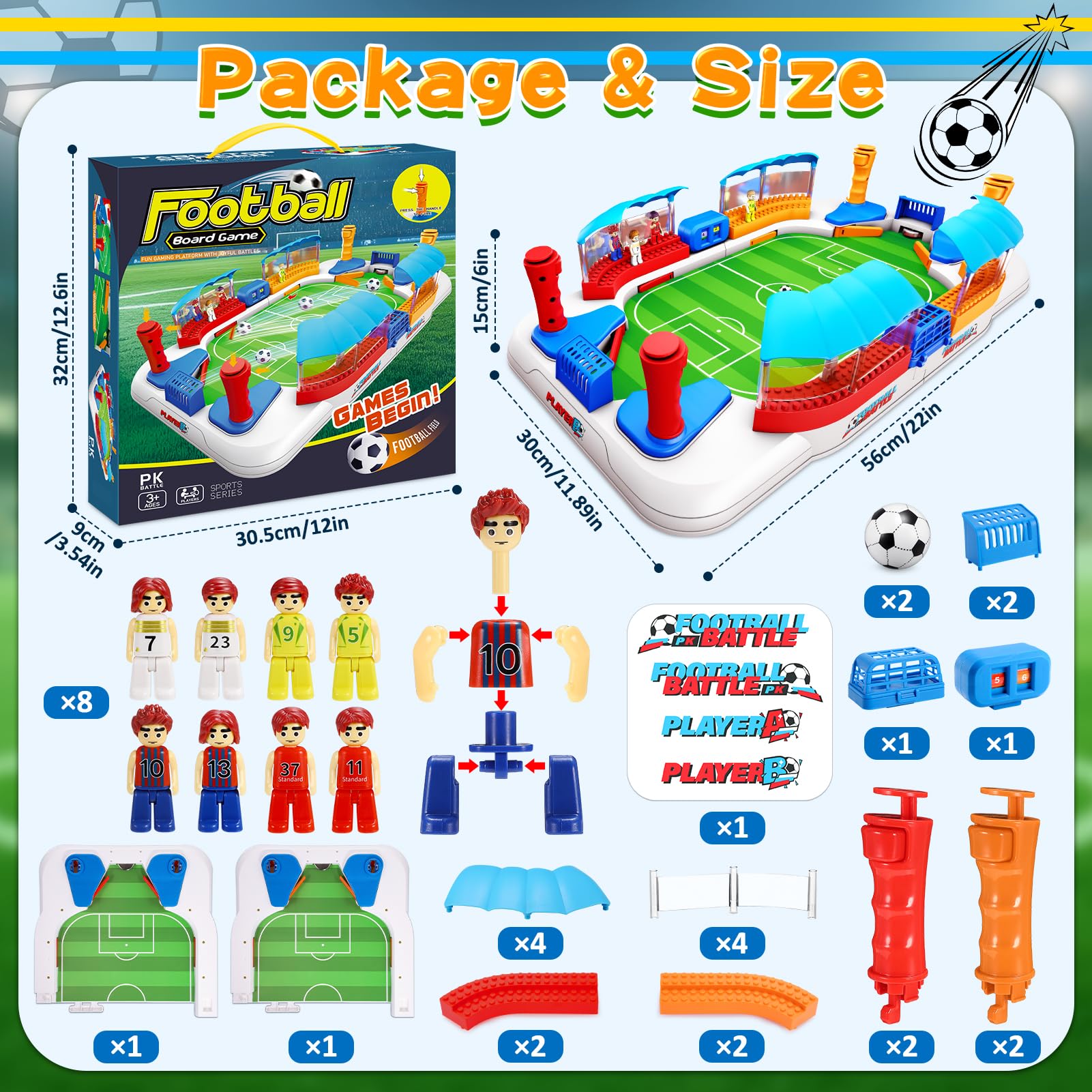 Mini Foosball Table Game Soccer Toys for Kids Ages 3 4 5 6 7 8-12 - Portable Soccer Board Game, Interactive Tabletop Sports Toy, for Boys Girls