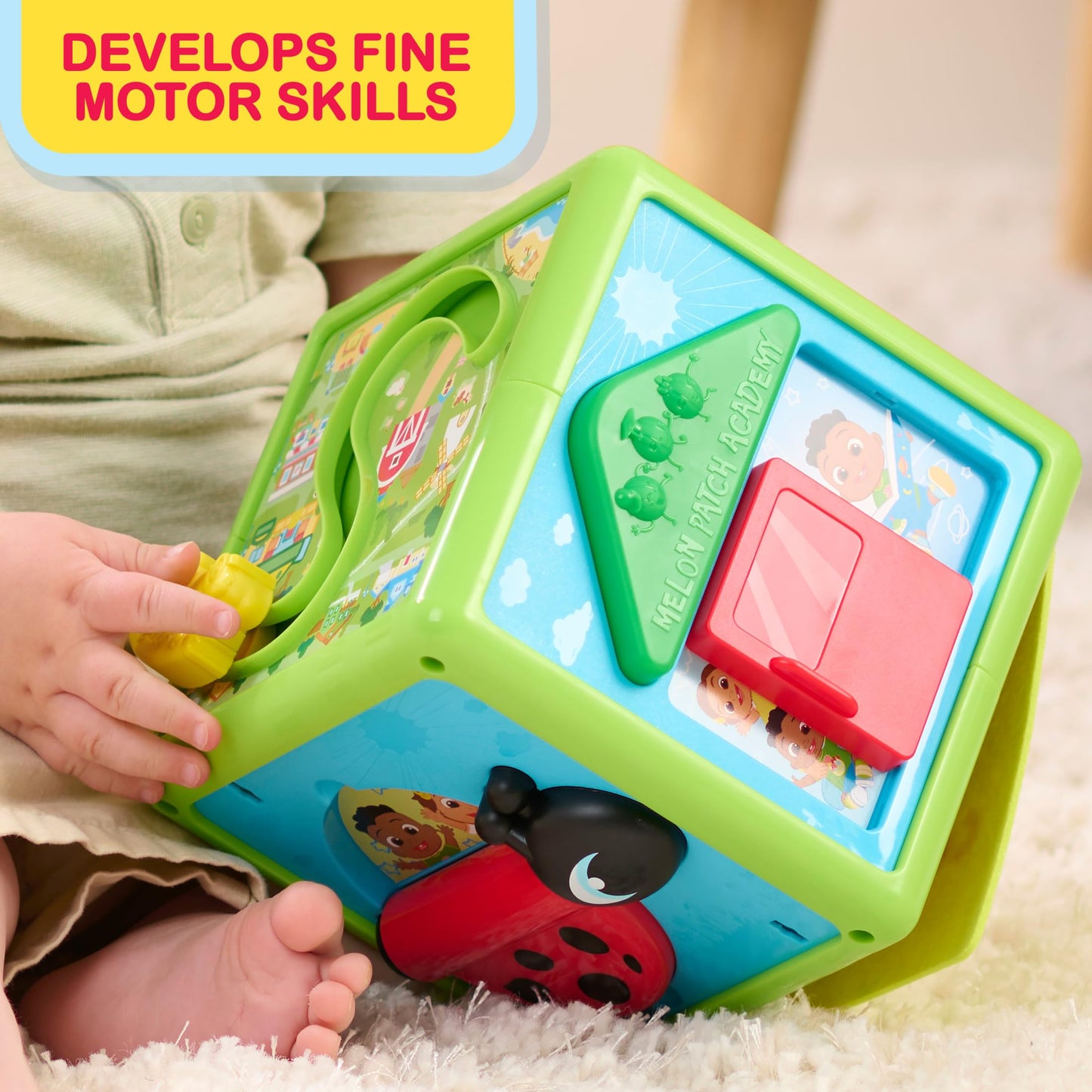 Just Play CoComelon 6-inch Busy Block, Educational and Early Learning Activity Cube, Kids Toys for Ages 06 Month